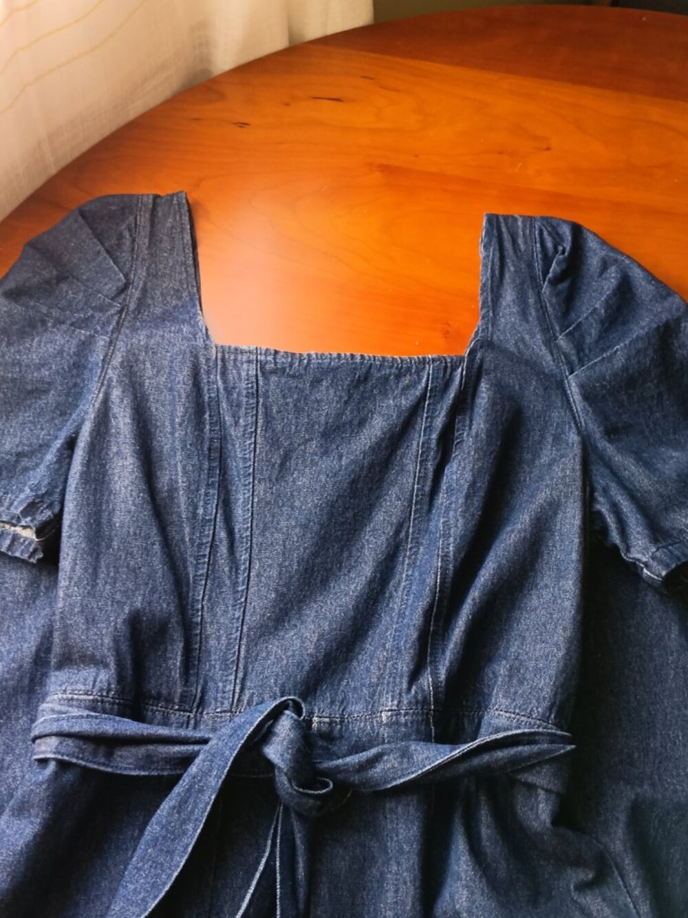Blue Medium Wash 100% Cotton Denim Dress Short Sleeve Size Small